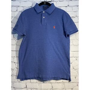 Polo by Ralph Lauren Men's Polo Shirt Size M Heathered Blue with Coral Logo